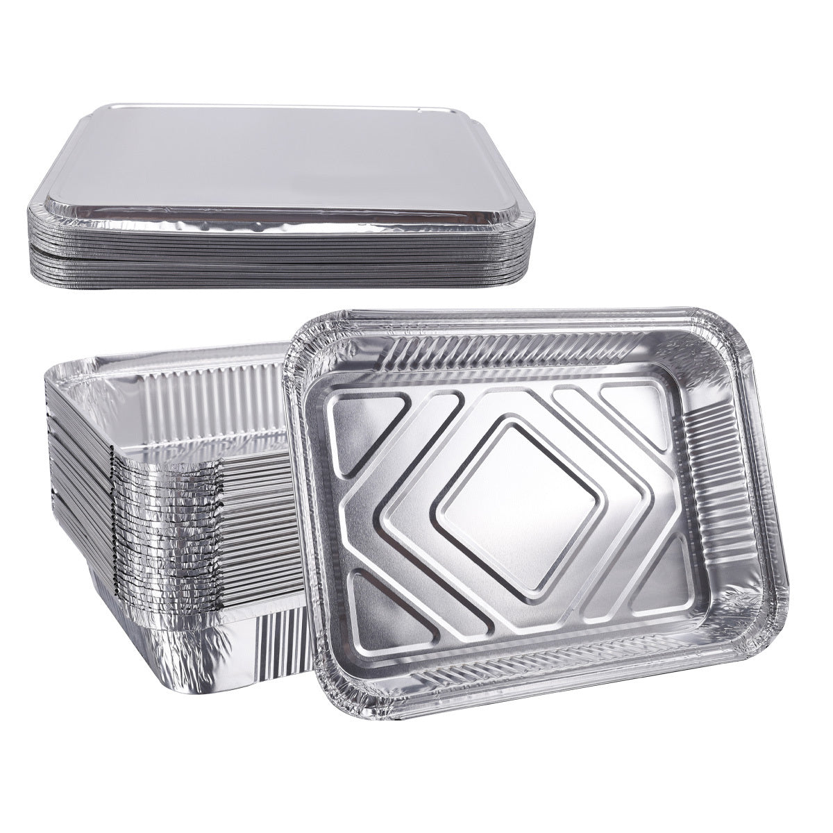 20pcs 23 X 9 Aluminum Pan With Lid Durable Disposable Foil Pans