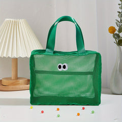 Cartoon Mesh Handbag Portable Travel Toiletry Bag