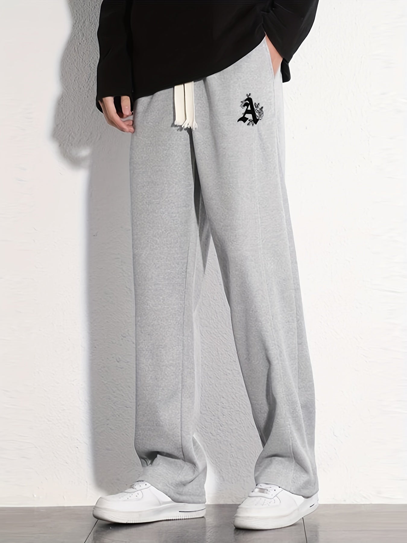 A Graphic Print Men's Loose Sweatpants Casual Drawstring Jogger Pants