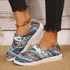 Women's Geometric Pattern Canvas Slip-On Shoes Lightweight Comfortable