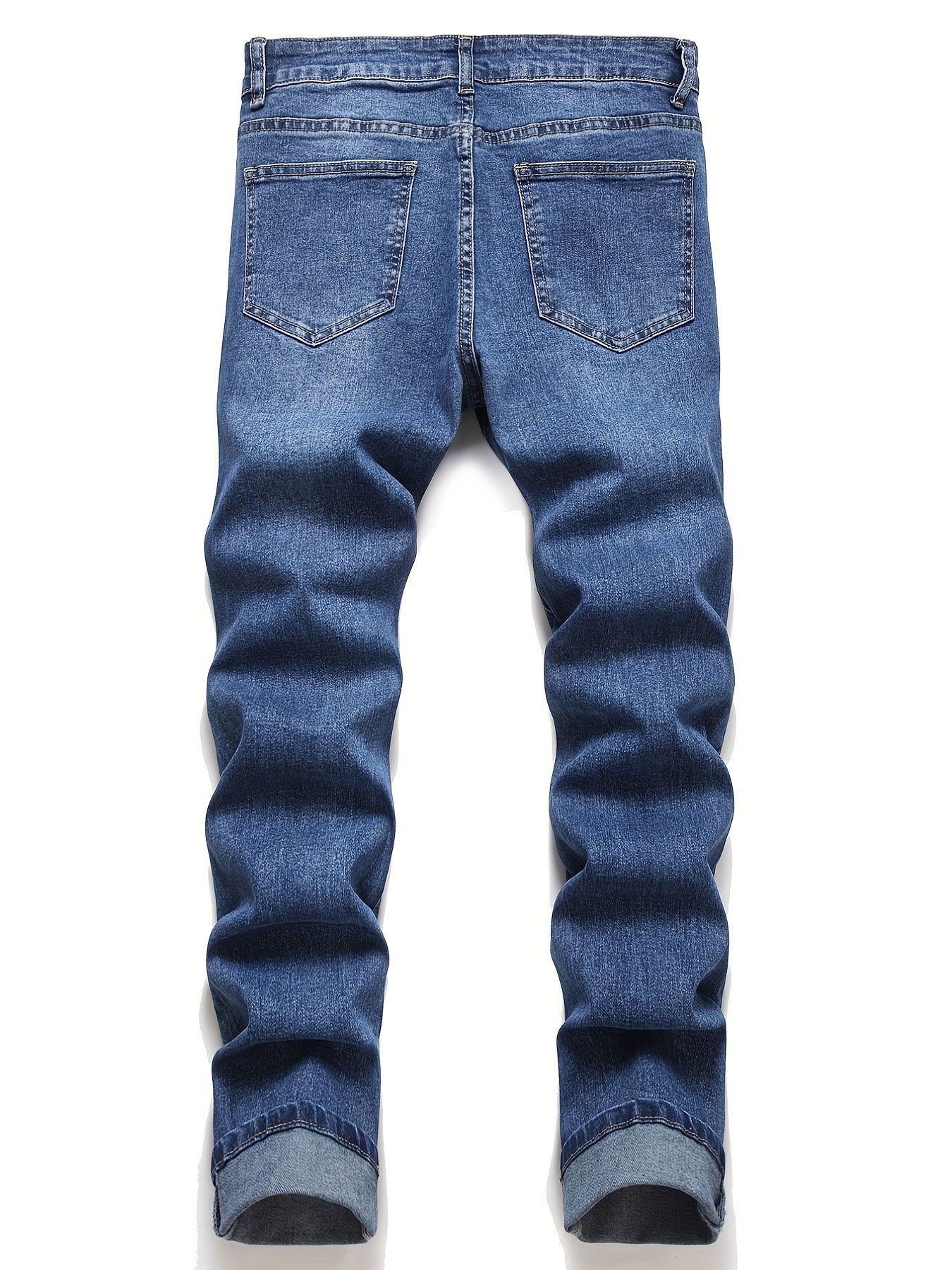 Men s Ripped Slim Fit Denim Jeans With Pockets