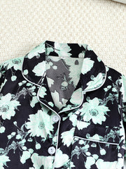 Girls Green Flower Short Sleeve Pajama Set