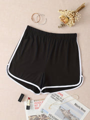 Contrast Trim Elastic Waist Shorts for Women