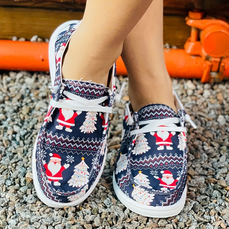 Women's Christmas Santa & Tree Cartoon Flat Casual Shoes