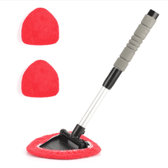 Car Window Cleaner with Long Reach Handle and Reusable Cloth