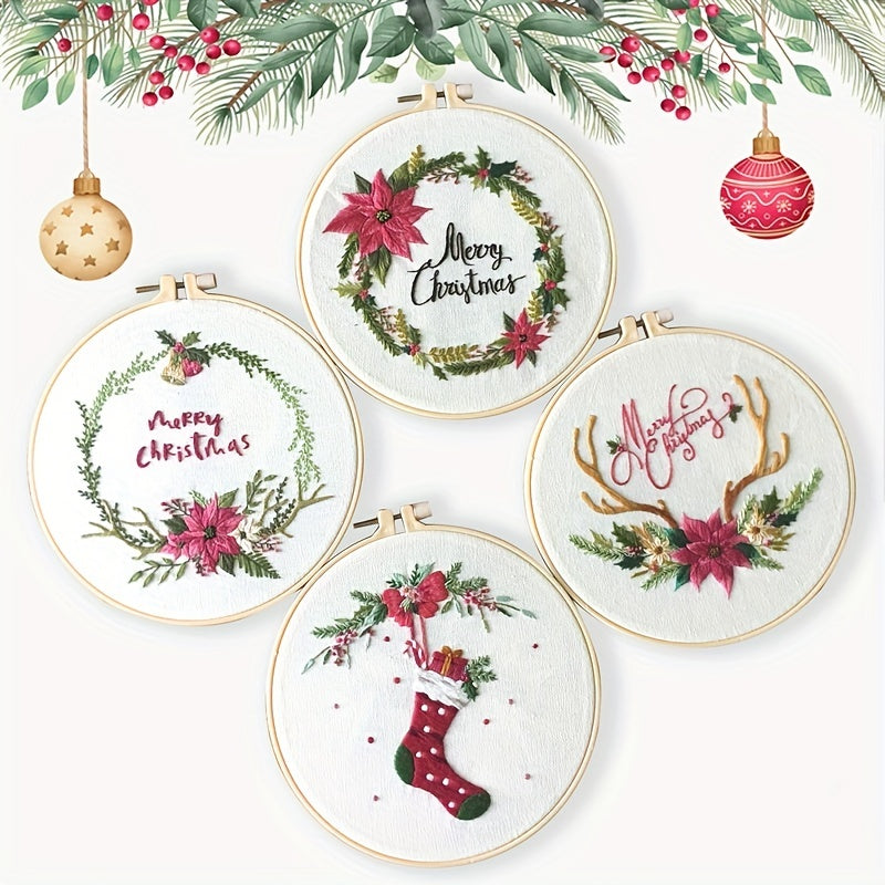 DIY Christmas Theme Embroidery Kit Hand Art Craft Decoration Gift