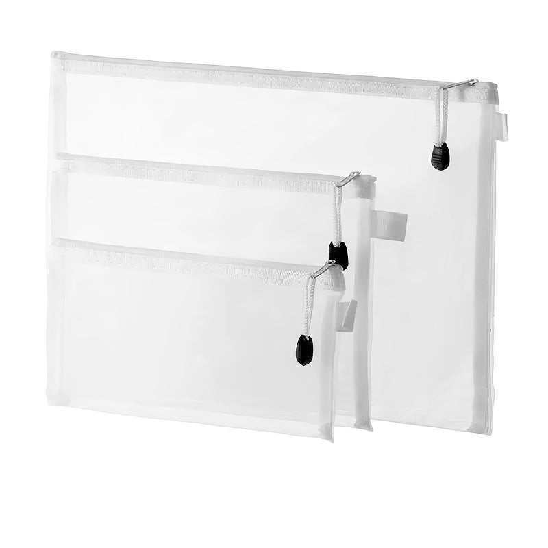 Transparent A4 Zipper File Bag Office Mesh Folder 5pcs pack