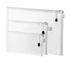 Transparent A4 Zipper File Bag Office Mesh Folder 5pcs pack