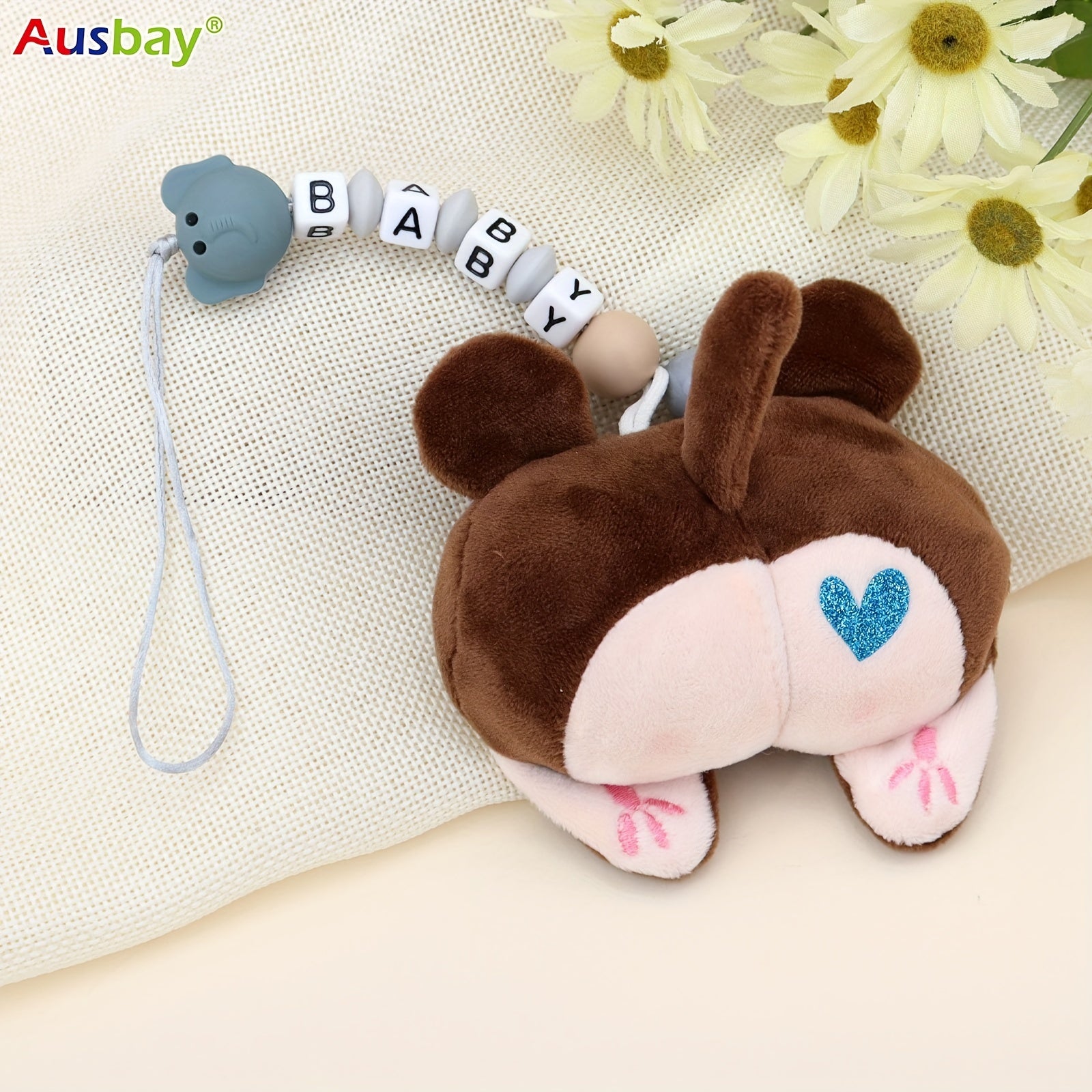 Personalized Plush Toy Pacifier Holder Leash For Baby