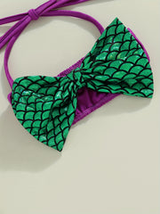 Baby Girls Mermaid Bow Swimsuit Sets Halter Neck Tops & Bottoms