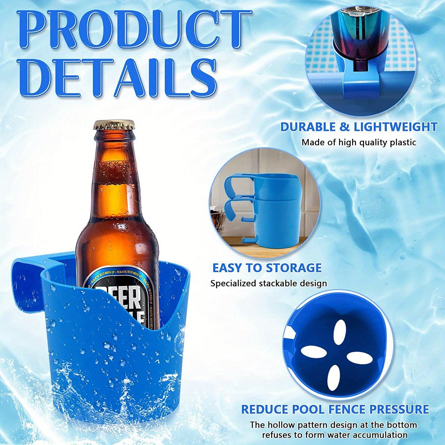 Swimming Pool Storage Rack Beverage Cup Holder Hand Sanitizer Hanger