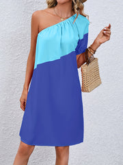 One Shoulder Ruched Midi Dress