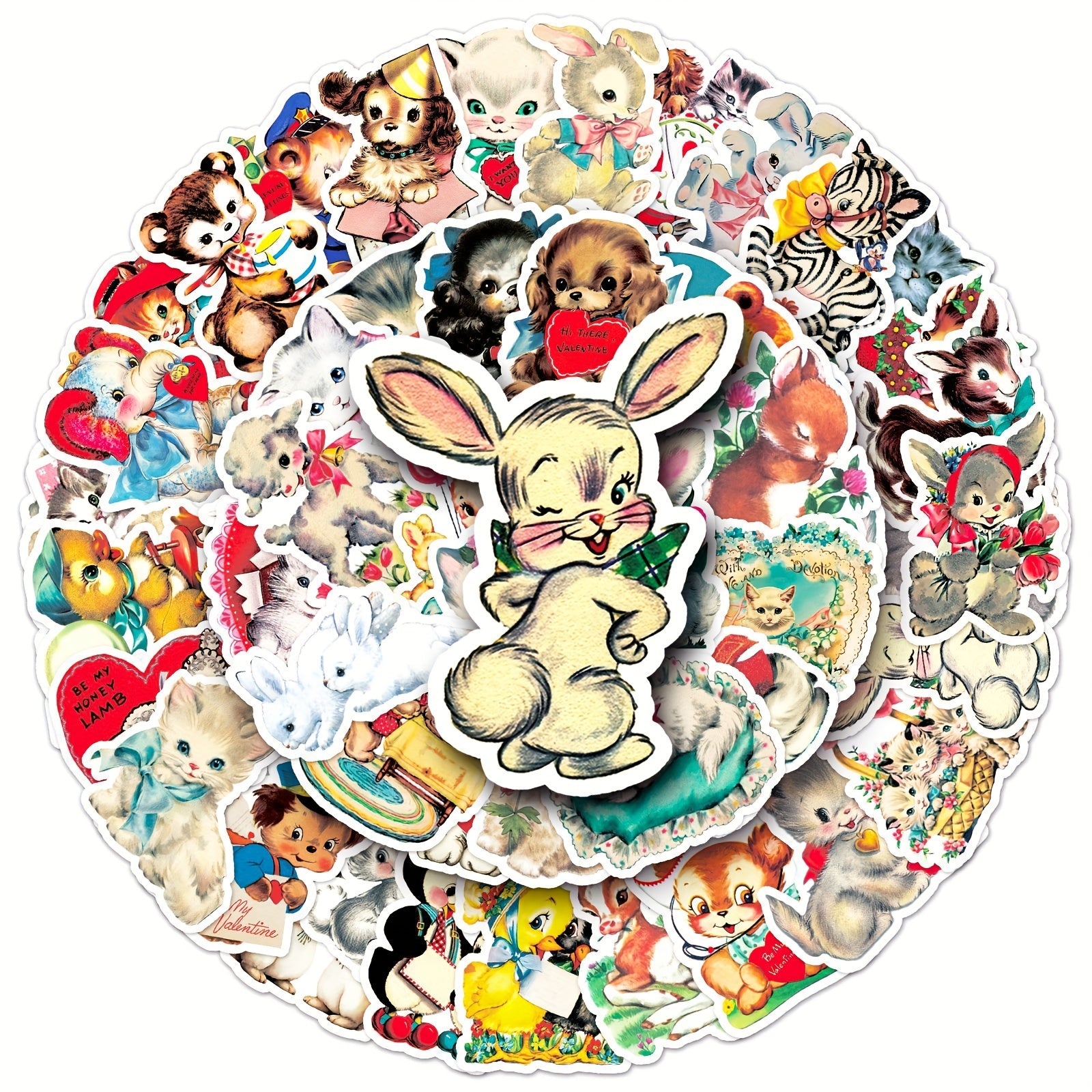 66pcs Retro Cartoon Animal Series Graffiti Stickers DIY Pack
