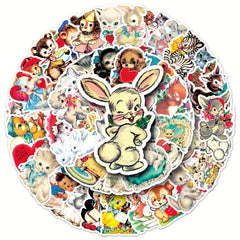 66pcs Retro Cartoon Animal Series Graffiti Stickers DIY Pack