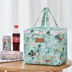 Leakproof Insulated Lunch Bag, Pink Floral, Aluminum Foil Lining, Handle