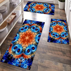 Bright Flower Motif Kitchen Mat Washable Rug Home Decor Indoor Decor