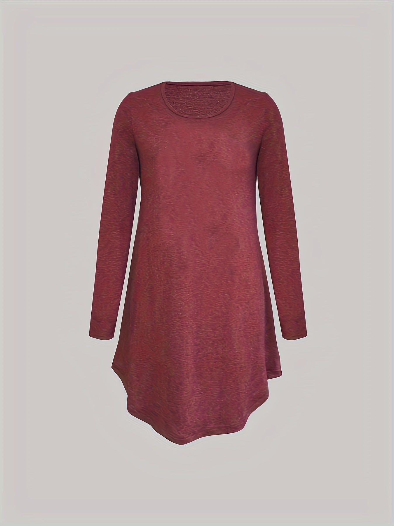 NightDress Crew Neck Long Sleeve Pajama Dress Women's Sleepwear
