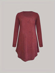 NightDress Crew Neck Long Sleeve Pajama Dress Women's Sleepwear