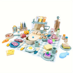 KABI Pretend Kitchen Set for Kids 3-6 Years with Food and Utensils