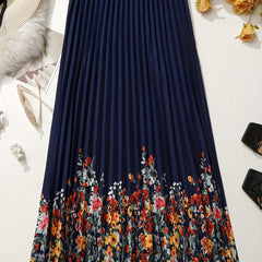 Women's Plus Floral Print Pleated Skirt