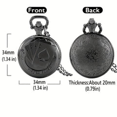 Medium Size Poker Quartz Movement Pocket Watch With Chain