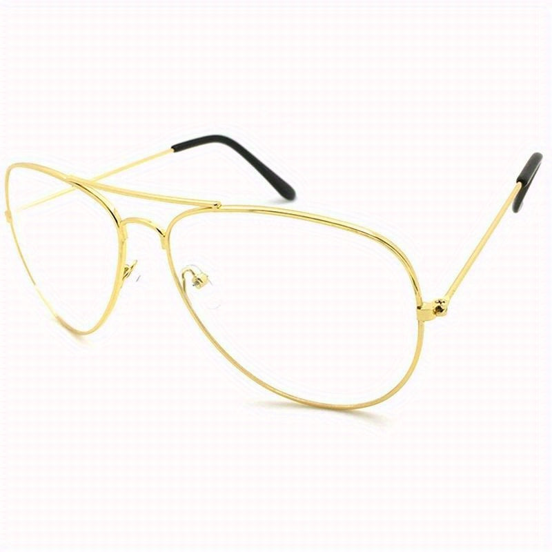Vintage Round Glasses for Men Boys Classic Metal Flat Mirror Frame