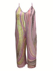 Marble Print Cami Jumpsuit with Pockets
