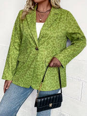Leopard Print Long Sleeve Lapel Collar Blazer