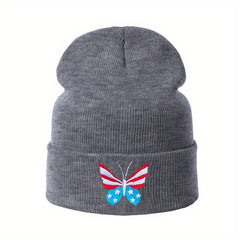 Butterfly Embroidery Knit Hat Skull Cap Warm Knitted Beanies