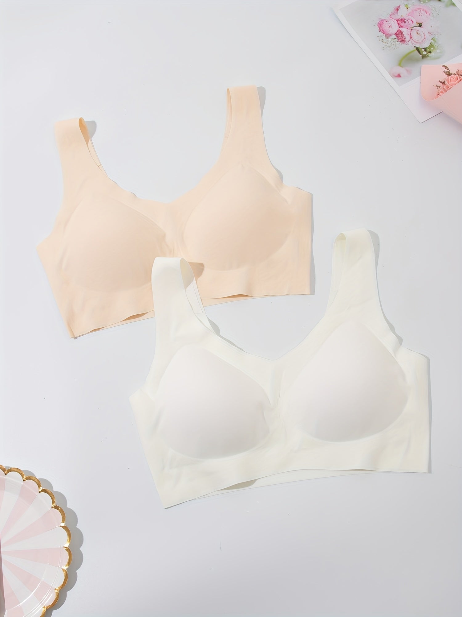 2pcs Seamless Wireless Bras Comfy & Soft Intimates Bra Women's Lingerie