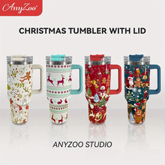 Anyzoo 40oz Christmas Stainless Steel Water Cup Leakproof Bottle