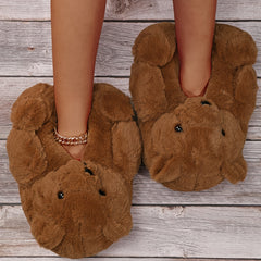 Women's Teddy Bear Novelty Slippers Soft Sole Slip On Flat Shoes