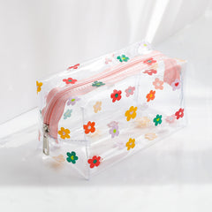 Clear Flower Pencil Case Waterproof Travel Cosmetic Bag