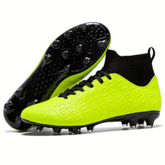 Men's High Top Football Cleat With Spikes Non Slip PU Leather