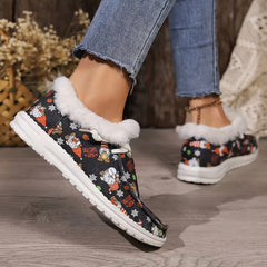 Christmas Cartoon Elements Print Skateboard Shoes Women's Low Top Sneakers