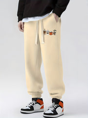Coffee Drinks Pattern Drawstring Sweatpants Men's Casual Pants