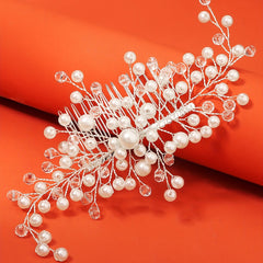 Crystal Headwear Pearl Hair Comb Bridal Wedding Headband Scarf