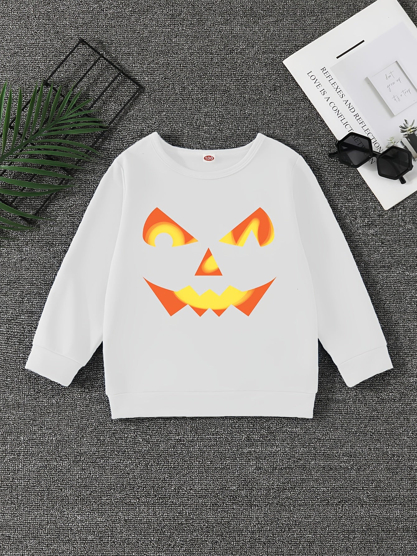 Halloween Pumpkin Face Print Boys Sweatshirt