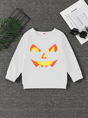 Halloween Pumpkin Face Print Boys Sweatshirt