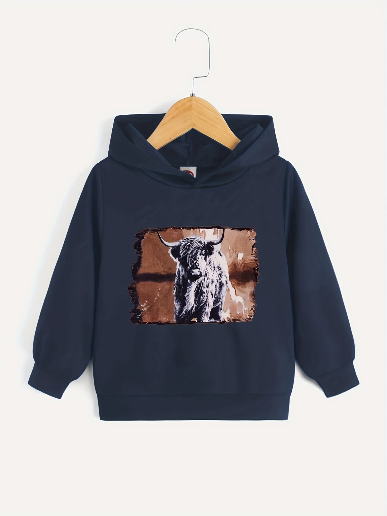 Sheep Print Boys Casual Hooded Sweatshirt for Spring Fall