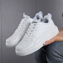 Faux Leather Heighten Skate Shoes Non Slip Flat Sneakers
