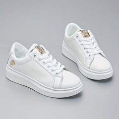 Women's Rose Pattern Skate Shoes Lace Up Thick Sole Flat Shoes