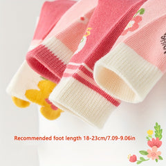 Girl's Cartoon Floral Knitted Socks Cotton Soft Crew Socks