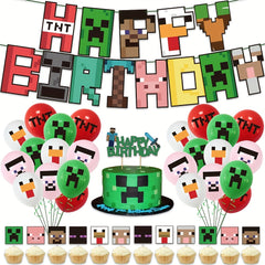 Pixel Game Theme Birthday Party Balloon Set Decoration Supplies