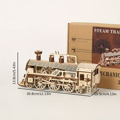 Arrival Gear Steam Train Wood Puzzle Model 3D Assembly Adult Decompression Toy