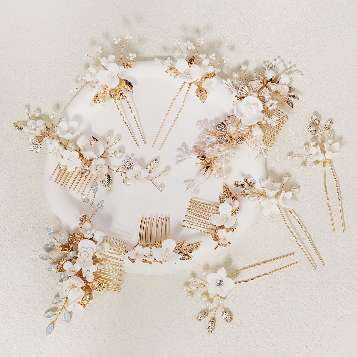 Crystal & Faux Pearl Bridal Comb Hairpiece Wedding Hairpin