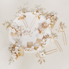 Crystal & Faux Pearl Bridal Comb Hairpiece Wedding Hairpin