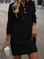 Solid Jacquard Hoodie Sweatshirt Dress