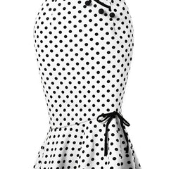 Polka Dot Bodycon Lace Up Fishtail Skirt