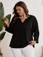 Solid Batwing Sleeve Casual Blouse Loose Fit Top